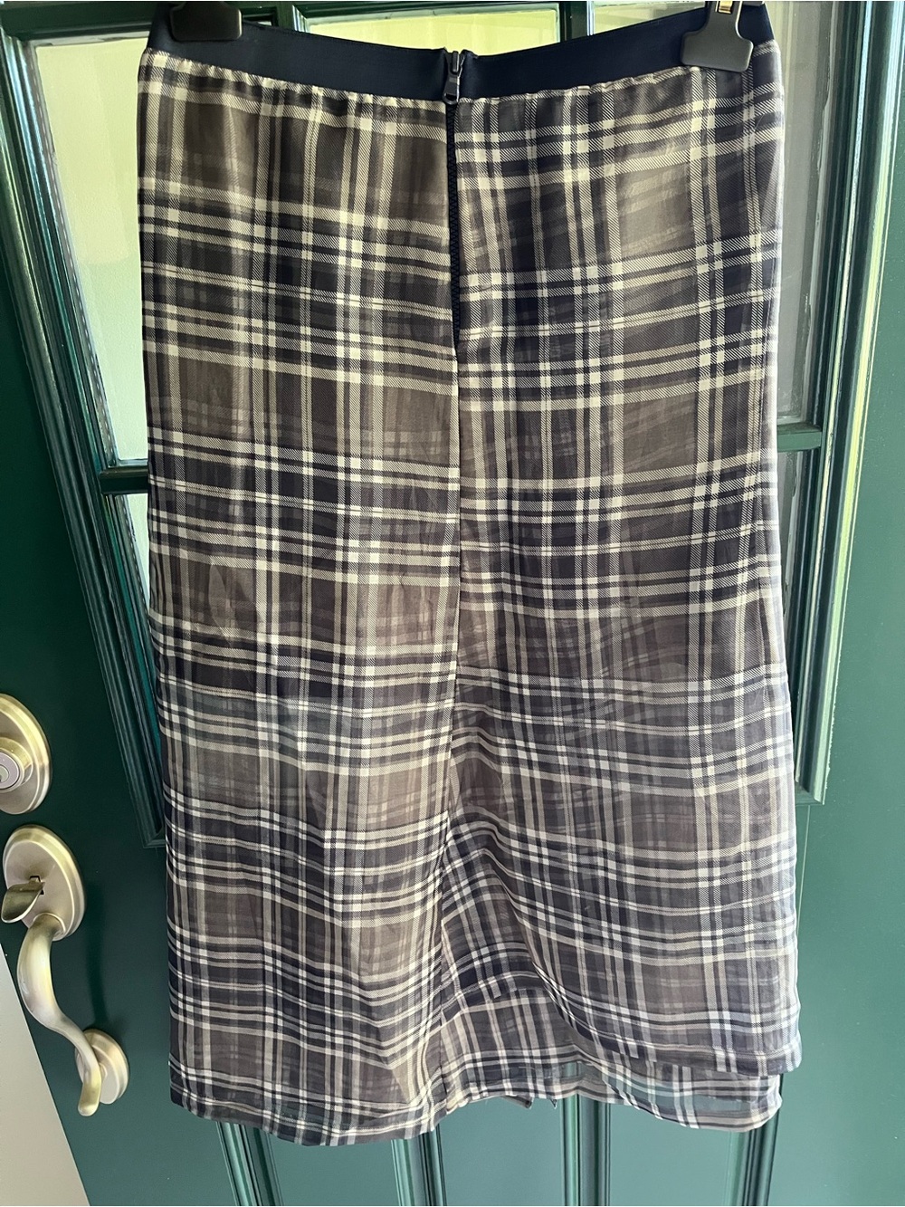 Vintage Brunello Cucinelli A -Line Midi Skirt in Black, Brown & white plaid - Picture 7 of 7